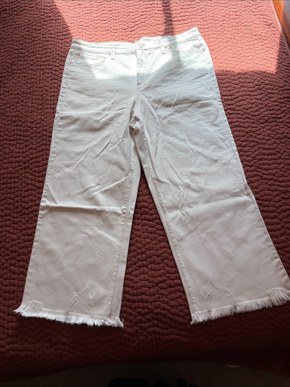 INC International Concepts Cream Wide-Leg High-Rise Jeans Size 16